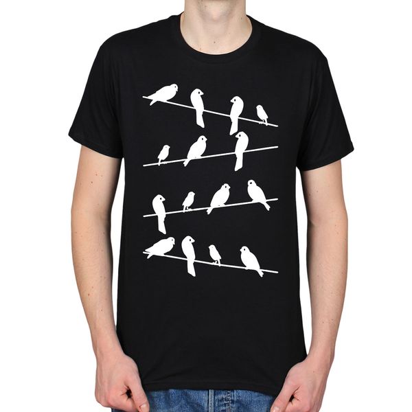 

2019 summer прохладный футболочку птицы на проволоке силуэт blackbird crows new york art bird t-shirt tee смешные футболки