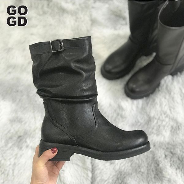

gogd] 2020 fashion women boots spring winter under the knee quality long comfort thigh mid height boots, Black