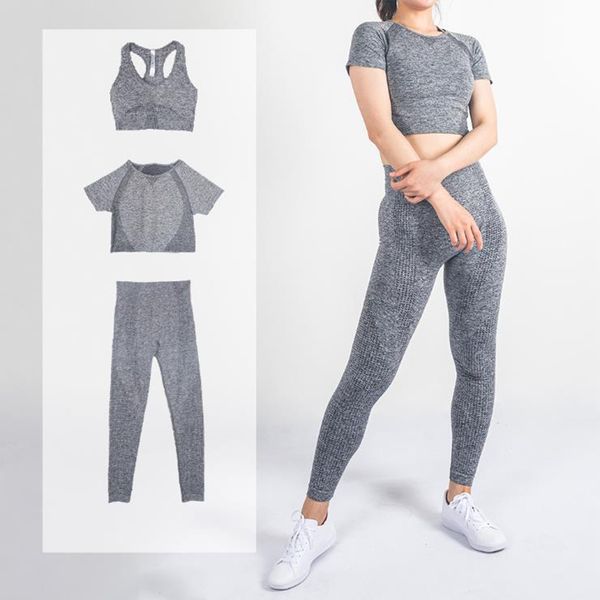 

women seamless yoga set fitness sports suits gym clothing short sleeve crop shirts high waist running leggings workout pants, White;red