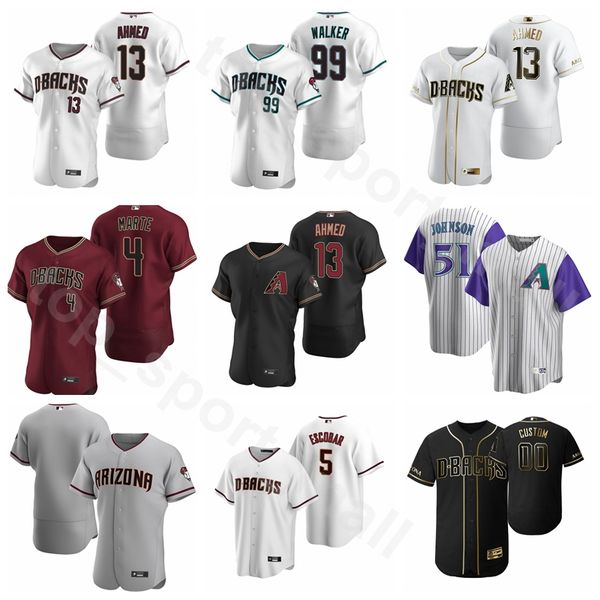 

new baseball 5 eduardo escobar jersey 13 nick ahmed 53 christian walker 29 merrill kelly 87 pavin smith andy young pinstripe team red, Blue;black