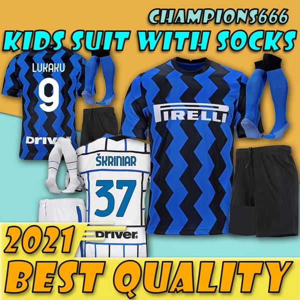 

latest20-21 eriksen lukaku lautaro inter home away milan soccer jerseys barella 20 21 football shirt kids kits sets with socks uniform, Black;yellow