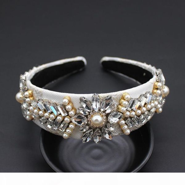 

baroque colorful headband full pearl white catwalk hair accessories leaves geometric simple headband accessories 883 y19051302, Slivery;golden