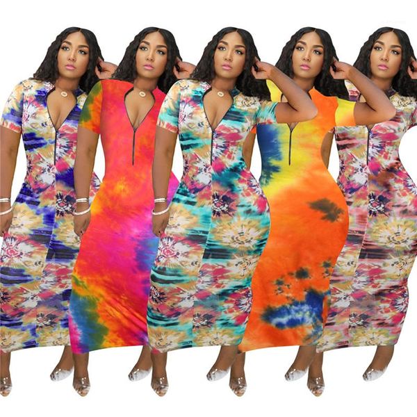 

color printed mid waist short sleeve zipper designdress fashion female clothing summer womens bodycon dresses contrast, Black;gray