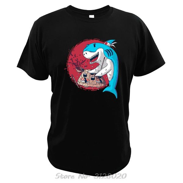 

shark t shirt sushi japanese popular culture tshirt male men cotton short sleeve summer men print tees