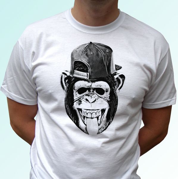 

chimpanzee funny white t shirt animal chimp tee monkey mens womens kids baby
