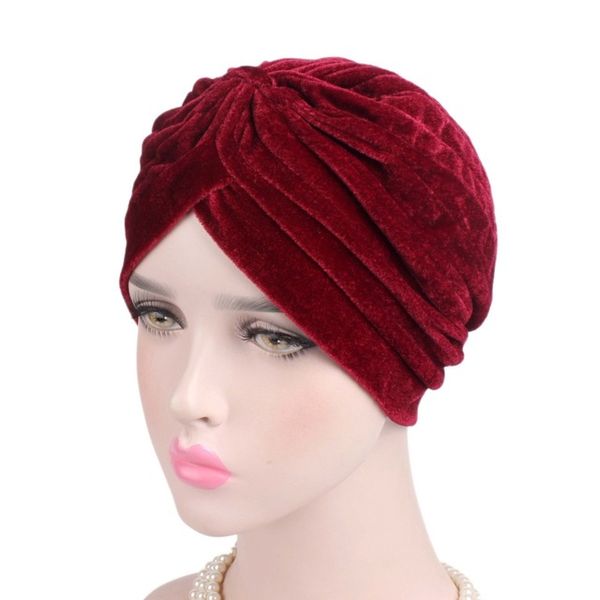 Capa de perda de cabelo néon ouro veludo quente headband chapéu duplo estiramento moda mulheres hijab headwear boné turbante senhoras muçulmanas