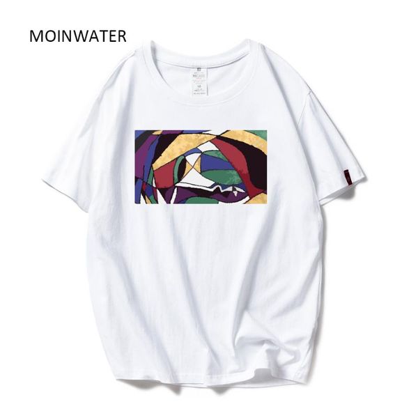 

moinwater 2020 new women t shirts white black cotton geometric print t-shirts lady high street comfortable tees& mt1976