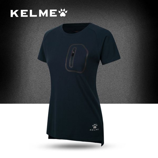 

kelme women leisure running t-shirts 100% cotton summer sports short sleeve breathable soft female t-shirts kwc161027, Black;blue
