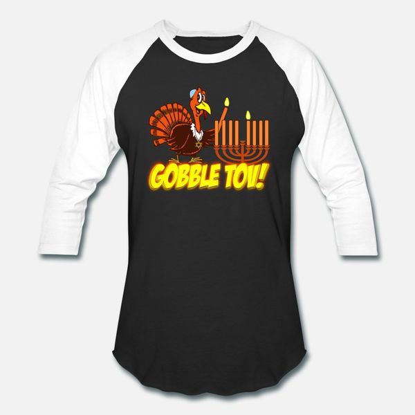 

gobble tov thanksgivukkah turkey t shirt men character tee shirt round collar clothes loose building summer letters shirt