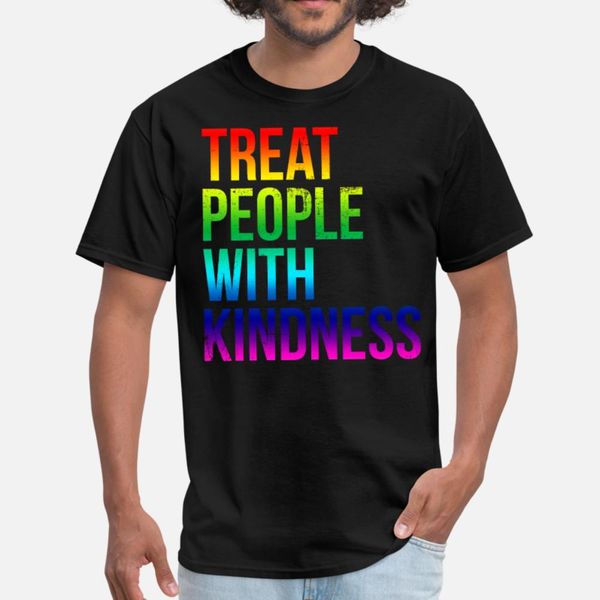 

lgbt pride treat people with kindness t shirt men designing cotton crew neck novelty anti-wrinkle fashion spring leisure shirt