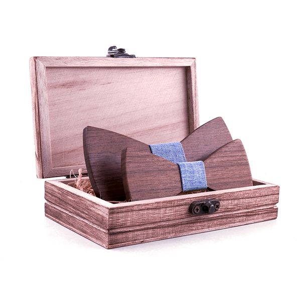 

parent-child wooden butterfly set jacquard figured cloth men bowtie party festival cravat accessory gift corbatas seda, Black;gray