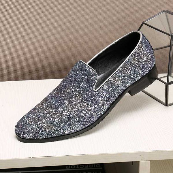 

luxury fashion men genuine leather shoes loafers men 's casual shoes brand comfortable sequin fashion breathable party, Black