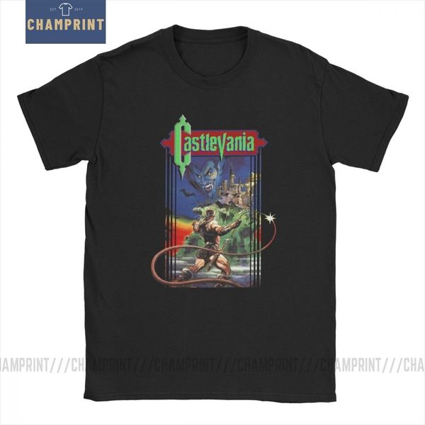 

castlevania t shirts men pure cotton novelty t-shirt horror hunting 70s 80s video game anime tee short sleeve gift idea