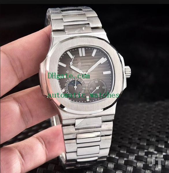 

luxury watches nautilus 40mm automatic mechanical sport 5712 5740 5724 moon phase stainless steel transparent blue dial wristwatches, Slivery;brown