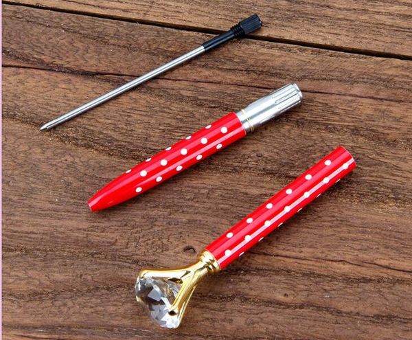 

creative crystal glass kawaii ballpoint pen big gem ball pen with large diamond 19 colors fashion school office supplies, Blue;orange