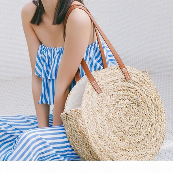 

beach bag round straw totes bag large big summer straw bags women natural handbag 2018 circular e48