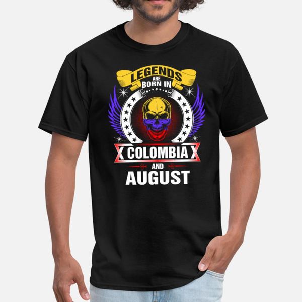 

legends born in colombia and august t shirt men designing short sleeve s-xxxl pictures loose breathable spring family shirt, White;black