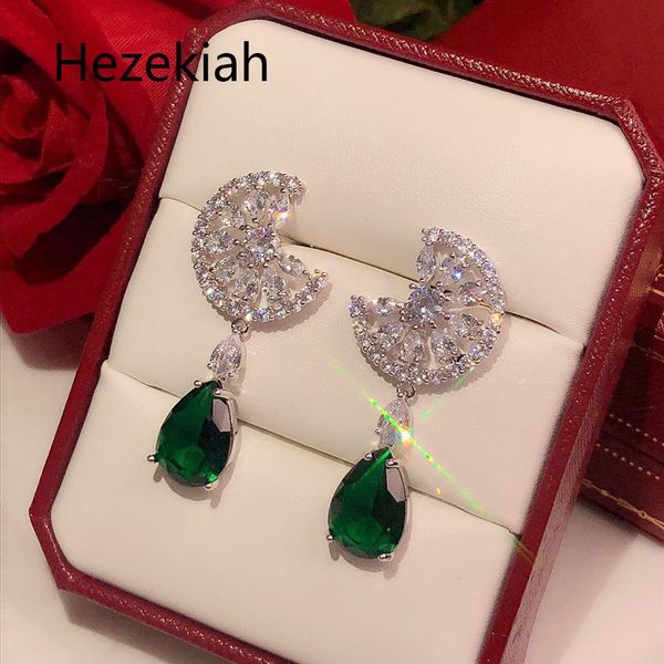 

Hezekiah S925 silver Earrings Free shipping Personality green Women's Ear Studs Dance party Superior quality circular Earrings female