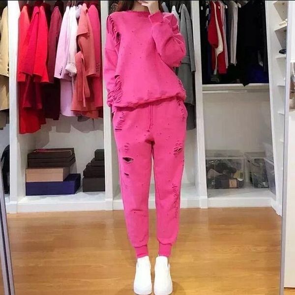 

women's tracksuits women 2021 spring autumn two piece set tracksuit female sportswear suit sweatshirt & pants hollow 2 pieces sets outf, Gray