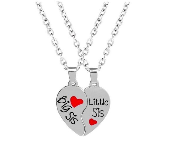 

inspired part believe sis gift little big pendant jewelry friends 2 heart broken necklace 20 sister women sis sets love for gbimnuknqi, Silver