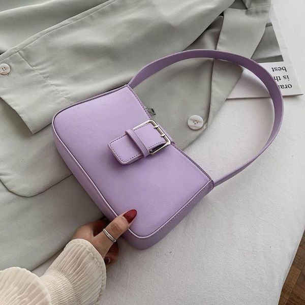 

solid color pu leather armpit bag small shoulder bags for women 2020 summer baguette bag fashion travel handbags and purse
