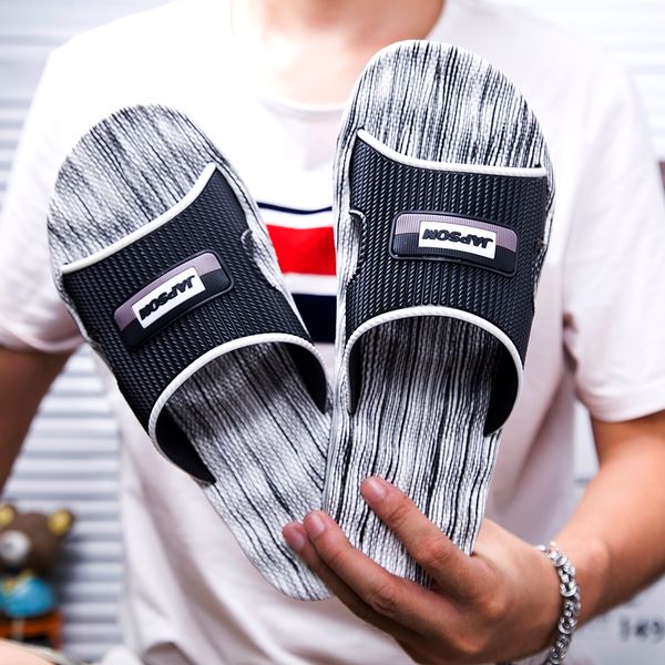 

new mens slippers indoor nice non-slip home bathroom slippers for man woman massage badslippers summer beach slides men, Black