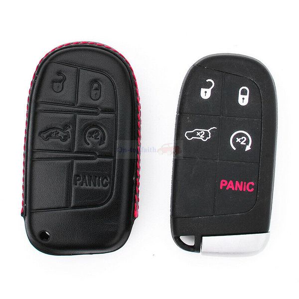 

for jeep dodge chrysle 5 button remote key fob bag holder leather car cover case