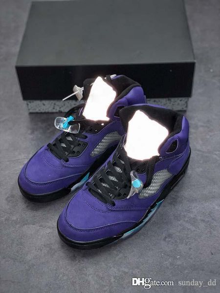 

release air authentic 5 alternate grape men basketball shoes 5s grape ice black clear new emerald suede man sports sneakers 136027-50
