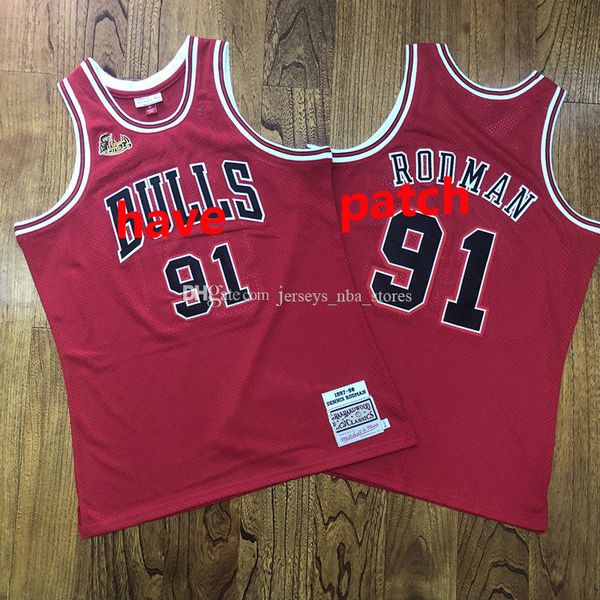 

men chicago bulls 91 rodman mitchell & ness red 1997-98 hardwoods classics authentic player jersey 01, Black;red