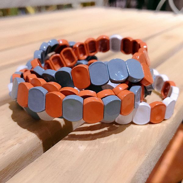 

flatfoosie trendy enamel friendship bracelets for women stackable handmade bohemian bracelets bangles rainbow painted jewelry, Black