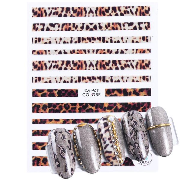 

1pcs 3d nail slider leopard print diy nail art stickers women design art decoration adhesive manicure tips jica401-409, Black