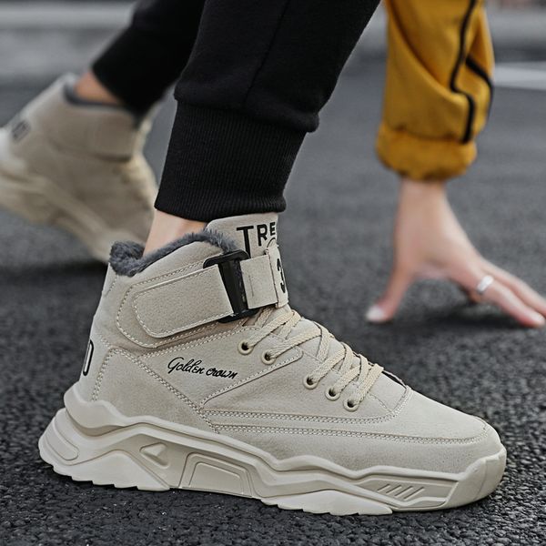 

shoes men winter sneakers with fur warm snow footwear high-platform mens casual fashion comfortable shoes zapatos de hombre, Black