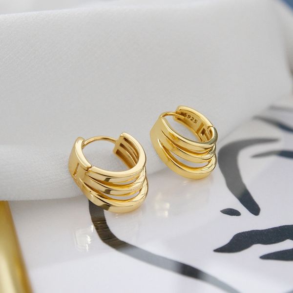 

other jaeclncy 925 sterling silver earring 3-layer circle hoop for women elegant 18k gold round fine jewelry wedding, Golden;silver