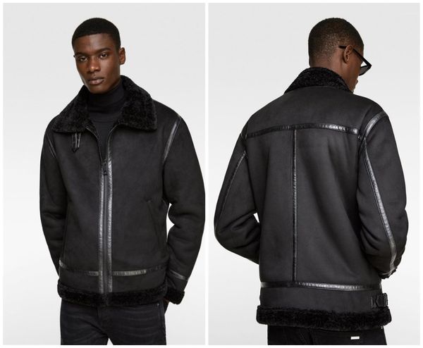 

fashion mens coats mens designer winter coats black faux fur thick luxury jacket double faced fur