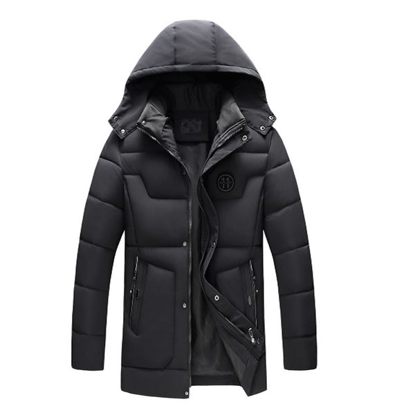 

mens thicken long coats hooded long sleeve stand collar slim fit warm coat homme solid color outwear, Black;brown