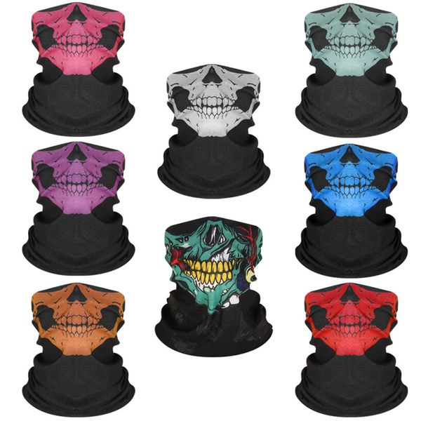

50pcs fashion face mask cartoon skull sports headband cycling scarf magic ski bandanas hair wraps cosplay cs game facemask mouth covere81102, Red;brown