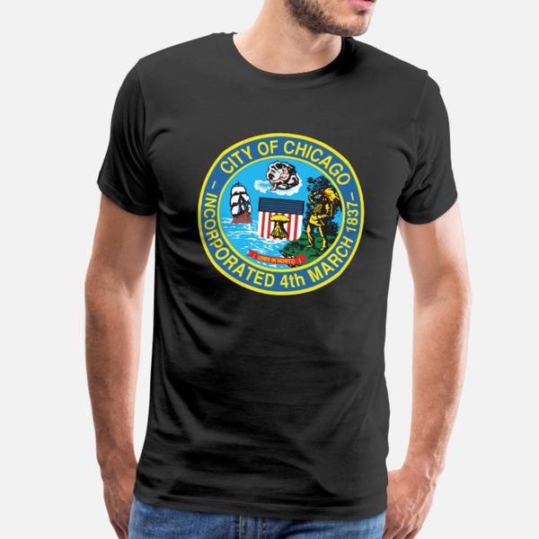 

seal of chicago illinois t shirt men custom short sleeve euro size s-3xl letter gift new fashion summer style unique shirt
