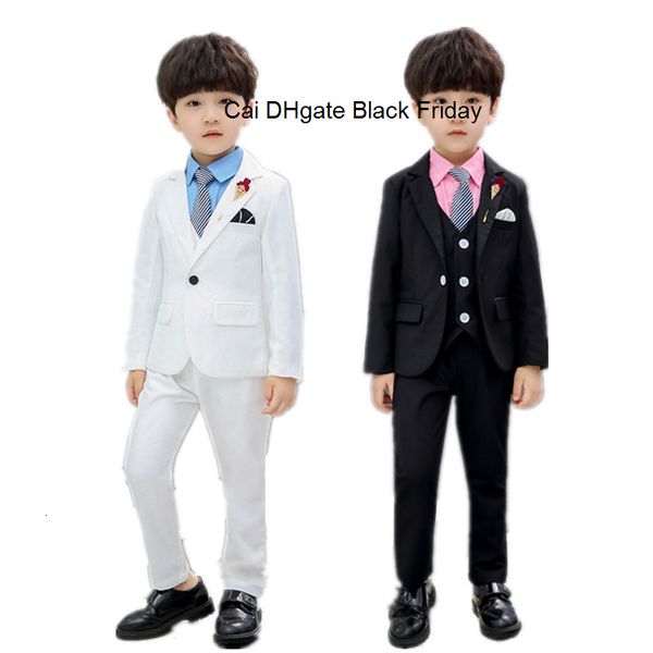 

boys formal suit sets flower kids wedding party costume kid boys white black blazer vest pants clothing set child waistcoat suit