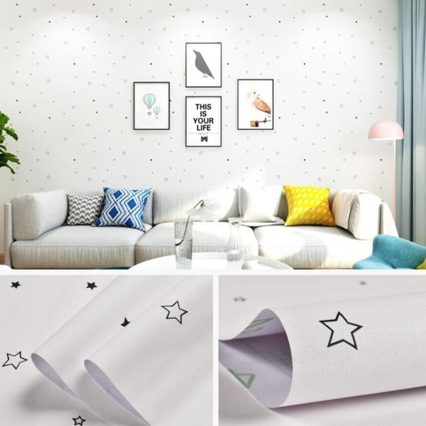 

cartoon cute star wallpapers childs room wall decals self-adhesive pvc furniture wallpaper mural kids bedroom decor behang qz167