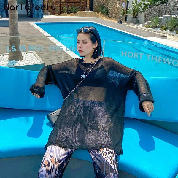 

women's swimwear long sleeve beach dress women plus size loose 2021 summer knit thin tear collar back hollow out see-through sun-prote, White;black