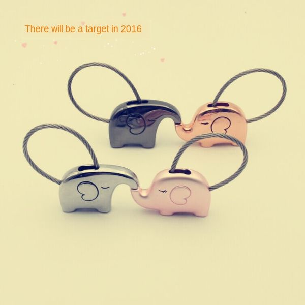 

2020 cosplay cute elephant keychain creative couple keychain birthday gift wire rope cute iron alloy, Silver