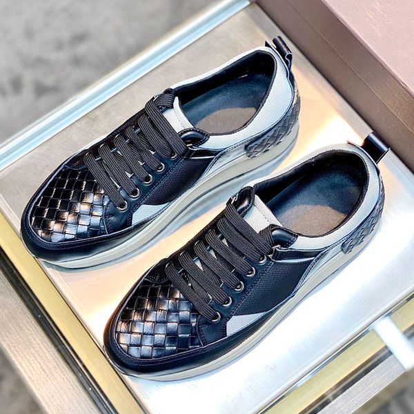 

high-quality outdoor sports men's shoes, leather hand-woven shoes, breathable fashion casual men's shoes, sports shoes leather wov, Black