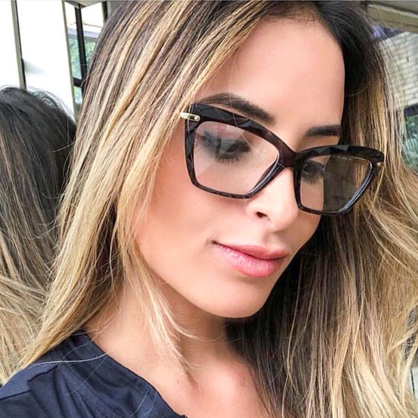 

2020 cat eye glasses fashion irregular cut crystal clear glasses optical frame eyewear armacao de oculos feminino popular style, Black