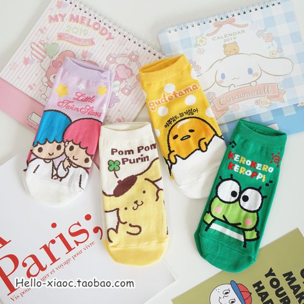 

1pair cartoon egg cinnamoroll melody pudding dog cotton summer socks for girls gifts