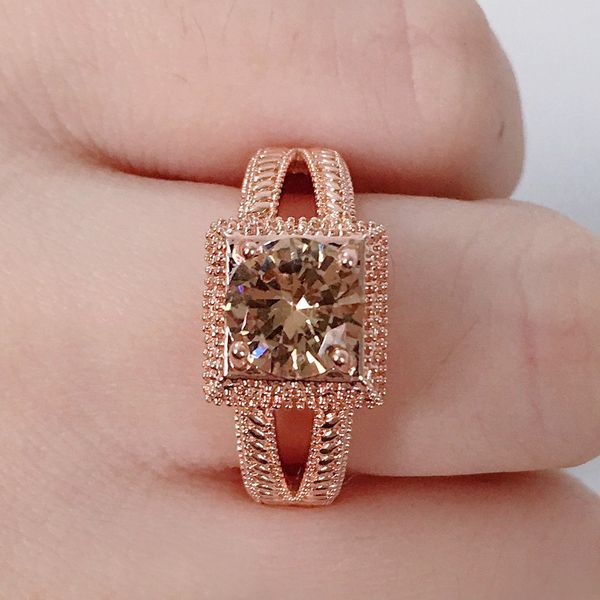 

junerain марка роскошные кольцо розового золота женщин взаимодействие с charms шампанское камень геометрический шаблон дизайна оптовых lotsb, Slivery;golden