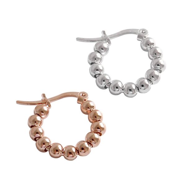 

other round beads hoops earring 925 sterling silver earrings for women boucles d oreille femme 2021 aros aretes de mujer fine jewelry, Golden;silver