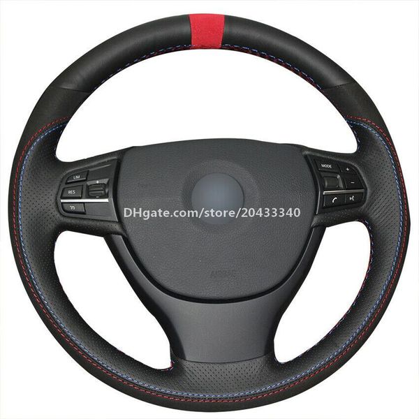 

black leather car steering wheel cover for bmw f10 523li 525li 730li 740li 750li