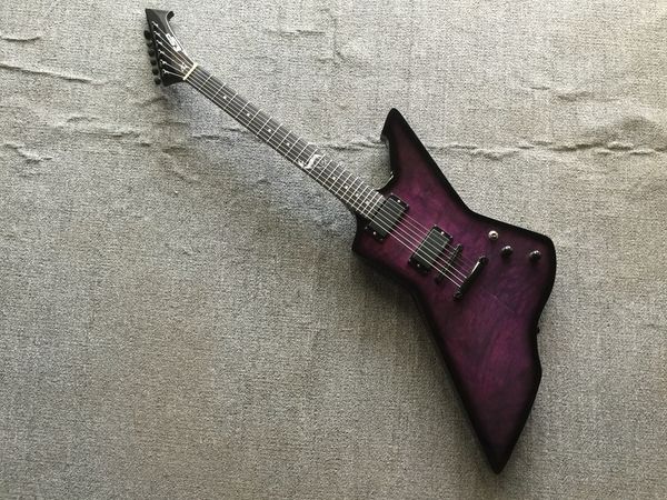 

rrae james hetfield guitar explorer snake byte flame trans purple electric guitar rosewood fingerboard 9v battery box active pickups