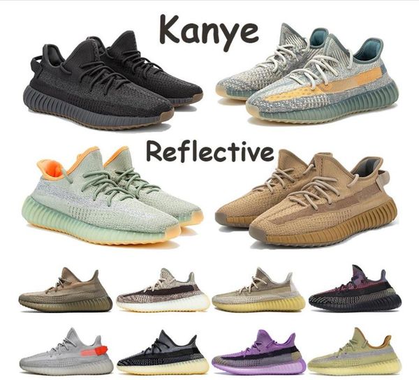 

2021 kanye run shoes asriel israfil zyon linen men sports sneakers cinder marsh flax earth yeshaya yecheil black static reflective west, White;red