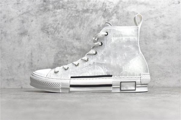 

2020 new b23 high-sneakers oblique designer casual shoes transparent letters men women high help canvas shoes with box size us 5-11, Black